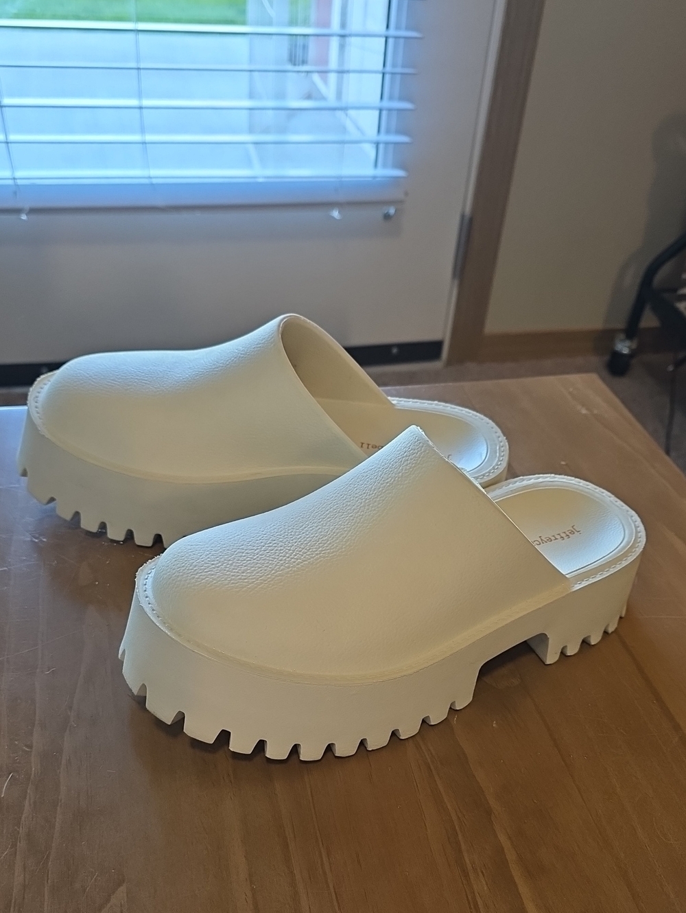Jeffrey Campbell Cream Platform Clog Mules